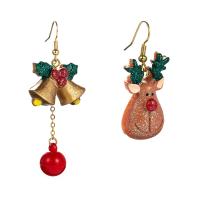 Boucles d'oreilles de Noël, alliage de zinc, avec résine, Placage de couleur d'or, Bijoux de Noël & pour femme & émail, plus de couleurs à choisir, 28-72mm, Vendu par paire