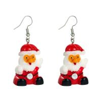 Christmas Earrings, Resin, with Zinc Alloy, plated, Christmas jewelry & for woman 
