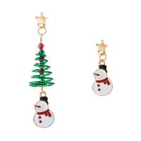 Christmas Earrings, Zinc Alloy, gold color plated, Christmas jewelry & for woman & enamel & with rhinestone 