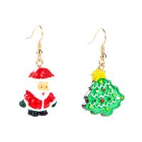 Christmas Earrings, Zinc Alloy, with Crystal & Resin, gold color plated, Christmas jewelry & for woman & enamel 