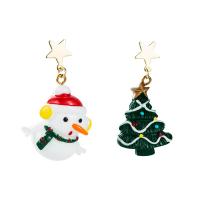 Christmas Earrings, Zinc Alloy, with Resin, gold color plated, Christmas jewelry & for woman 