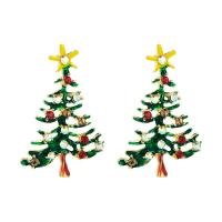 Christmas Earrings, Zinc Alloy, with Seedbead, gold color plated, Christmas jewelry & for woman & enamel & with rhinestone 