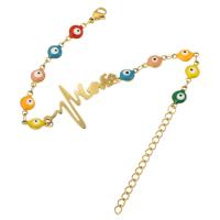Evil Eye Jewelry Bracelet, 304 Stainless Steel, Vacuum Ion Plating, for woman & enamel, golden Approx 9 Inch 