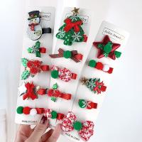Christmas Hair Clip, Zinc Alloy, with Cloth, 5 pieces & Christmas Design & for children 