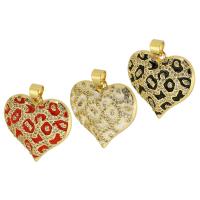 Cubic Zirconia Micro Pave Brass Pendant, Heart, gold color plated, fashion jewelry & DIY & micro pave cubic zirconia & for woman & enamel, Crystal Golden Shadow (Steel) Approx 3.5mm 