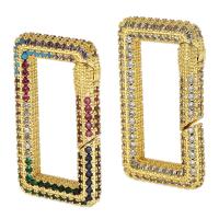 Brass Snap Clasp, Rectangle, gold color plated, fashion jewelry & DIY & micro pave cubic zirconia & for woman 