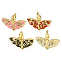 Cubic Zirconia Micro Pave Brass Pendant, Butterfly, gold color plated, fashion jewelry & DIY & micro pave cubic zirconia & for woman & enamel Approx 3mm 