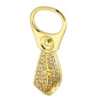Cubic Zirconia Micro Pave Brass Pendant, Pull-Tab, gold color plated, fashion jewelry & DIY & micro pave cubic zirconia & for woman, golden Approx 9mm 