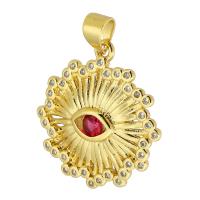 Cubic Zirconia Micro Pave Brass Pendant, Evil Eye, gold color plated, fashion jewelry & DIY & micro pave cubic zirconia & for woman, two different colored Approx 3mm 