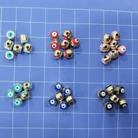 Zinc Alloy Evil Eye Beads, Round, KC gold color plated, DIY & enamel 6-7mm 