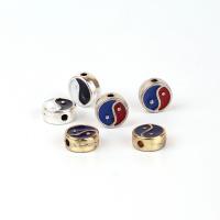 Zinc Alloy Spacer Beads, Flat Round, plated, ying yang & DIY & enamel 