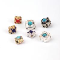 Zinc Alloy Spacer Beads, with Synthetic Turquoise, plated, DIY & enamel 
