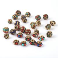 Brass Spacer Beads, with Natural Stone, gold color plated, DIY 