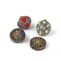 Brass Spacer Beads, with Natural Stone, plated, printing & DIY 