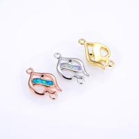 Brass Connector, with Opal, Fish, plated, DIY & 1/1 loop 