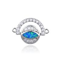 Cubic Zirconia Micro Pave Brass Connector, with Opal, Globe, plated, DIY & micro pave cubic zirconia & 1/1 loop 