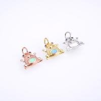Cubic Zirconia Micro Pave Brass Pendant, with Opal, Frog, plated, DIY & micro pave cubic zirconia 