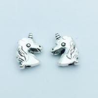 Zinc Alloy Animal Beads, Unicorn, antique silver color plated, DIY 