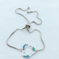 Brass Bracelets, with Opal, Dolphin, plated, for woman cm 