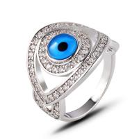 Evil Eye Jewelry Finger Ring, Brass, Unisex & micro pave cubic zirconia, silver color 