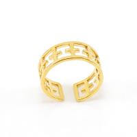 304 Stainless Steel Cuff Finger Ring, 18K gold plated, fashion jewelry & for woman, golden, 8mm 
