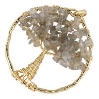 Gemstone Brass Pendants, with Zinc Alloy, fashion jewelry & Unisex, golden 