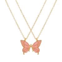 Enamel Zinc Alloy Necklace, with 5cm extender chain, Butterfly, gold color plated, 2 pieces & fashion jewelry & for woman .5 cm 