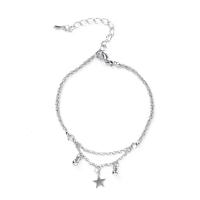 Bracelets en laiton, avec 5.5cm chaînes de rallonge, étoile, Placage de couleur platine, bijoux de mode & réglable & pour femme, couleur platine .5 cm, Vendu par PC