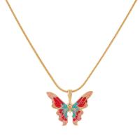 Enamel Zinc Alloy Necklace, with 5cm extender chain, Butterfly, plated, fashion jewelry & for woman .5 cm 