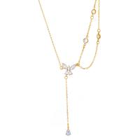 Rhinestone Zinc Alloy Necklace, with 7cm extender chain, Butterfly, plated, fashion jewelry & for woman & with rhinestone cm 