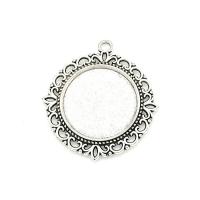 Zinc Alloy Pendant Cabochon Setting, with Glass, plated Inner Approx 25mm 
