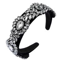 Hair Bands, Flannels, with Glass Rhinestone, Flower, fashion jewelry & for woman 40mm 