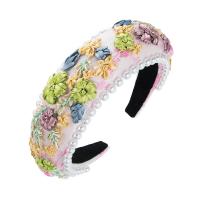 Hair Bands, Cloth, with Sponge & Plastic Pearl, Flower, handmade, Korean style & for woman 