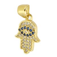 Cubic Zirconia Micro Pave Brass Pendant, gold color plated, fashion jewelry & DIY & evil eye pattern & micro pave cubic zirconia & for woman, two different colored Approx 3mm 