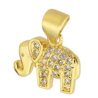 Cubic Zirconia Micro Pave Brass Pendant, Elephant, gold color plated, fashion jewelry & DIY & micro pave cubic zirconia & for woman, golden 