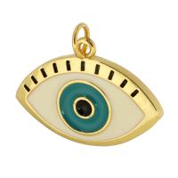 Mode-Evil Eye-Anhänger, Messing, blöser Blick, goldfarben plattiert, Modeschmuck & DIY & für Frau & Emaille, farbenfroh, 23x16x2mm, Bohrung:ca. 3.5mm, verkauft von PC