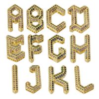 Befestigter Zirkonia Messing Anhänger, Alphabet-Buchstabe, goldfarben plattiert, Modeschmuck & Buchstaben sind von A bis Z & DIY & Micro pave Zirkonia & für Frau, goldfarben, verkauft von PC