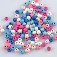 Gefärbtes Holz Perlen, Schima Superba, rund, DIY & verschiedene Größen vorhanden, gemischte Farben, ca. 500PCs/Tasche, verkauft von Tasche