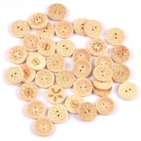 2 Hole Wood Button, Flat Round, Carved, DIY, mixed colors, 25mm 