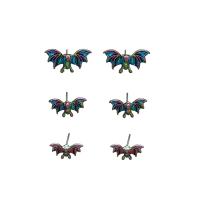 Zinc Alloy Stud Earring, Bat, plated  & for woman, multi-colored 