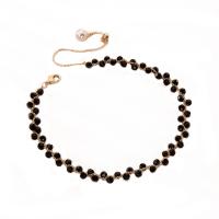 Crystal Zinc Alloy Necklace, with Crystal, Round, gold color plated, for woman, black .75 Inch 