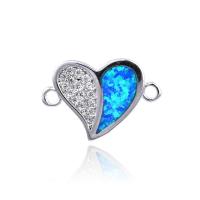 Cubic Zirconia Micro Pave Brass Connector, with Opal, Heart, plated, DIY & micro pave cubic zirconia & 1/1 loop 