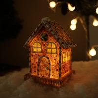 Harz Weihnachtsdekoration Ornamente, handgemacht, mit LED-Licht, 105x85x135mm, verkauft von PC
