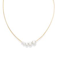 Plastic Pearl Necklace, Titanium Steel, with Plastic Pearl, with 1.97inch extender chain, 18K gold plated, fashion jewelry & for woman, golden Approx 16.14 Inch 