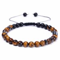 Bracelets magnétiques de pierre gemme, avec cordon de polyester, Rond, fait à la main, bijoux de mode & unisexe & réglable, plus de couleurs à choisir, 6mm .6-11.8 cm, Vendu par PC