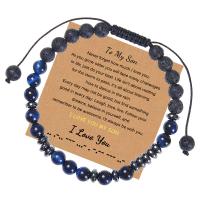 Gemstone Hematite Bracelets, with Polyester Cord, Round, handmade, fashion jewelry & Unisex & adjustable black, 6mm .6-11.8 Inch 