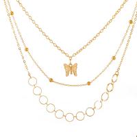 Fashion Multi Layer Necklace, Zinc Alloy, with 5cm extender chain, KC gold color plated, three layers & fashion jewelry & for woman, golden .5 cm, 38 cm 