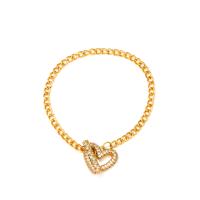 Cubic Zirconia Micro Pave Brass Bracelet, Heart, plated, fashion jewelry & micro pave cubic zirconia & for woman cm 