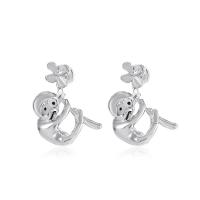 Zinc Alloy Stud Earring, Monkey, platinum color plated, fashion jewelry & for woman, platinum color 