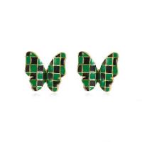 Enamel Zinc Alloy Stud Earring, Butterfly, gold color plated, fashion jewelry & for woman 17mm 